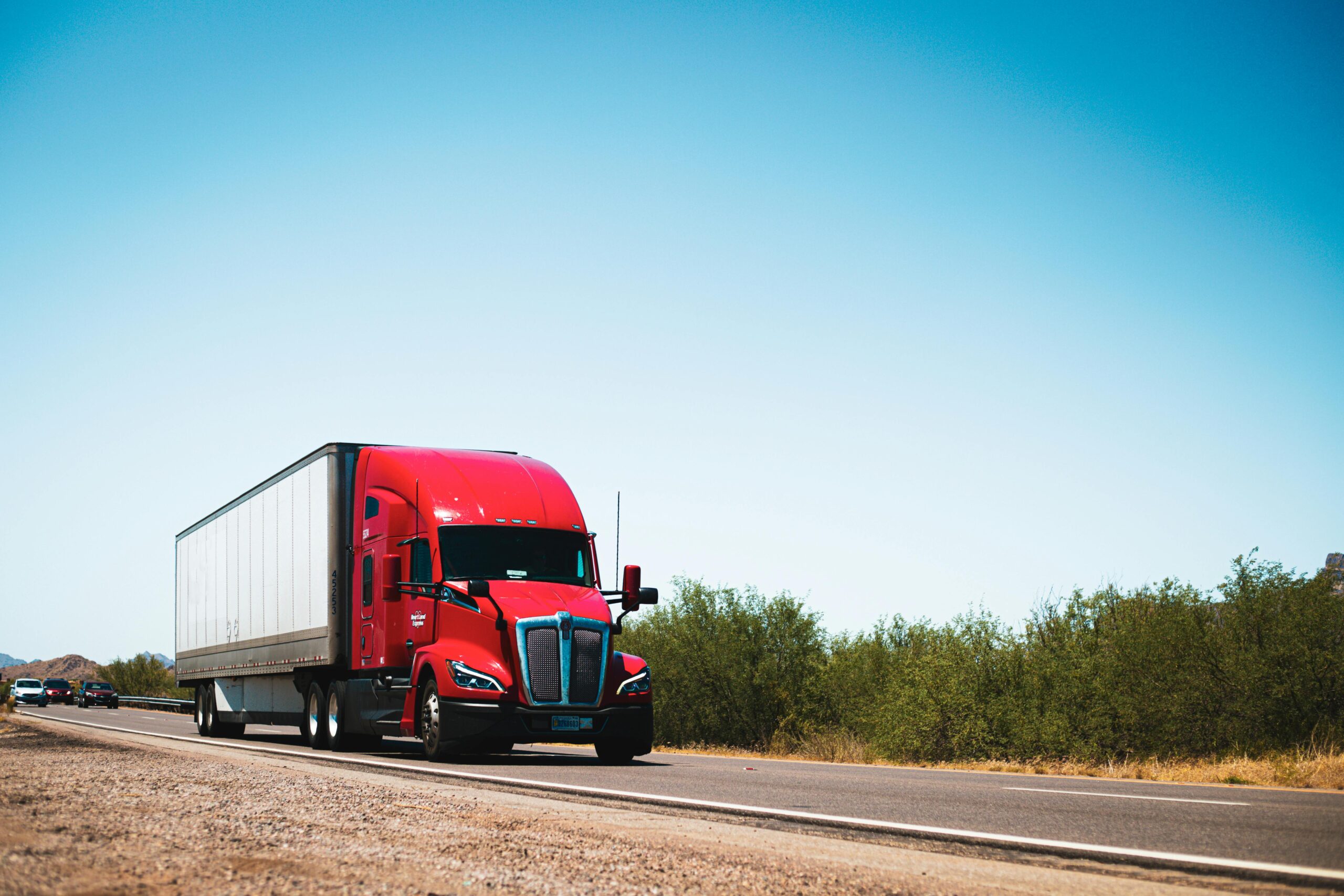 Red truck on the road